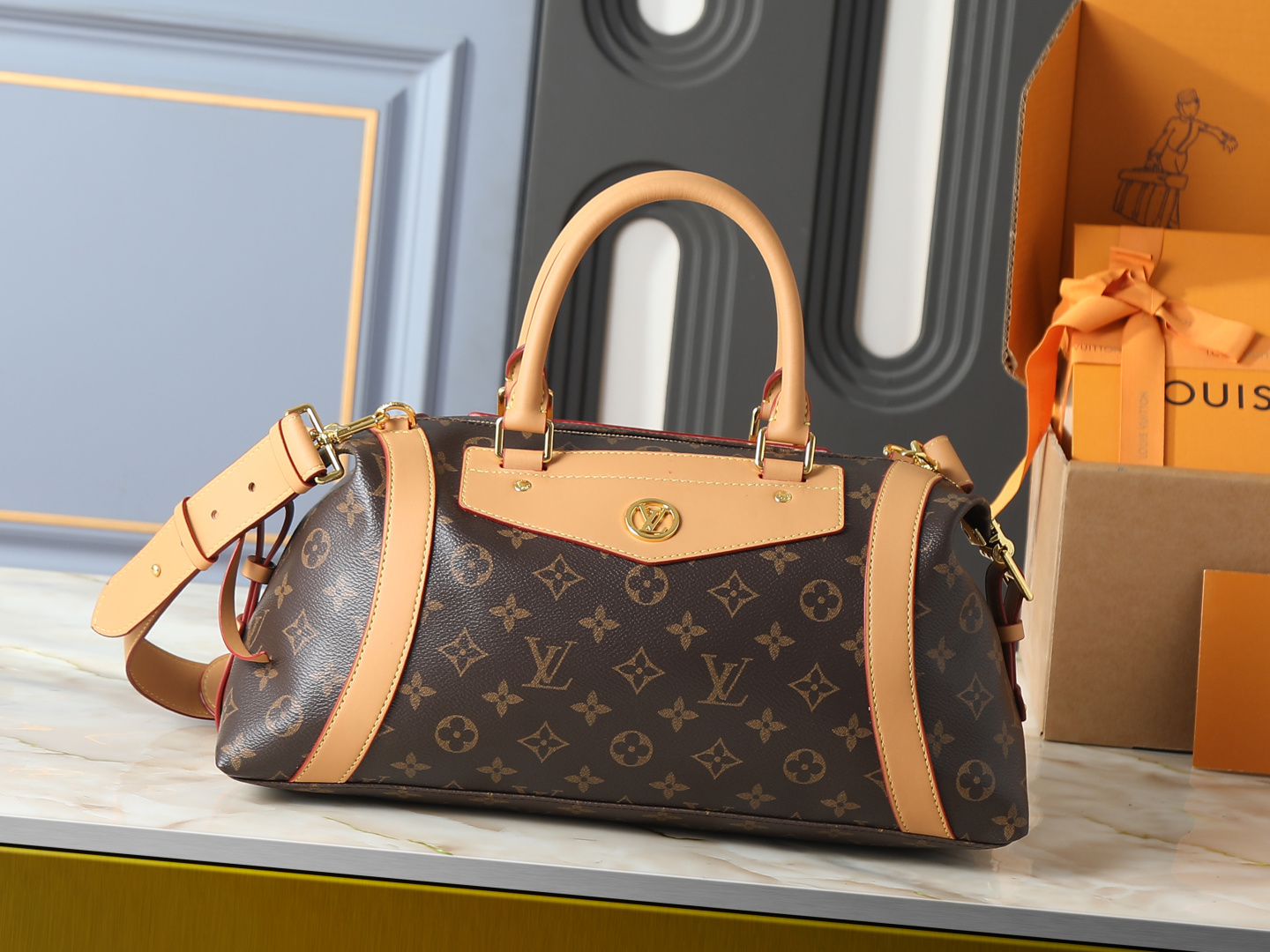 Louis Vuitton LV Classic Handbag Premium Canvas Model M47125 Zip Closure Everyday Carry Unisex